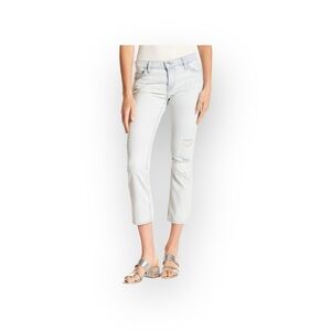 new Current/Elliott ☻︎ The Cropped Straight Jeans ☻ Light Destroyed Denim ☻︎ 27